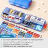 14 Grids Travel Pill Organizer Box with 415-Pcs Medicine Name Labels - Pocket Daily Pharmacy Case Container Kit - Travel Medication Holder Dispenser for Fish Oil Vitamin Supplement Storage -Clear Blue view 4