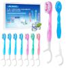 10Pack Disposable Toothbrushes with Toothpaste 5-in-1 Mini Travel Toothbrush with Tongue Scraper + Floss + Pick Individually Wrapped Prepasted Portable On The Go Toothbrush for Work Travel, 4 Flavors view 1
