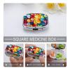 Pill Box 2 Compartment Small Pill Case for Purse & Pocket Colorful Buttons Square Pill Box Cute Vitamins Fish Oil Supplements Oil Storage Box Portable Pill Containe Travel Gift view 3