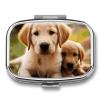 Pill Box 2 Compartment Small Pill Case for Purse & Pocket Cute Golden Retriever Puppy Square Pill Box Cute Vitamins Fish Oil Supplements Oil Storage Box Portable Pill Containe Travel Gift view 1