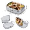 Pill Box 2 Compartment Small Pill Case for Purse & Pocket Cute Golden Retriever Puppy Square Pill Box Cute Vitamins Fish Oil Supplements Oil Storage Box Portable Pill Containe Travel Gift view 2