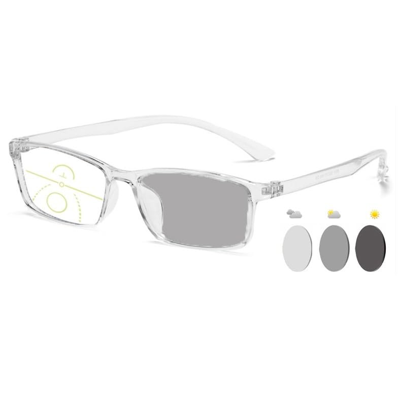 GSKFXJ Reading Sunglasses Photochromic Transition, Progressive MultiFocus Reading Glasses Lightweight TR90 Computer Readers(Clear,+1.5)
