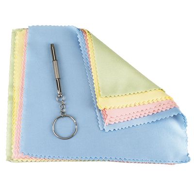 Airgoesin 100pcs Assorted Colors Microfiber Cleaning Cloths - Lintfree Glasses Cloth - Great for Cleaning Eyeglasses, Cell Phones, Screens, Lenses, Glasses LCD TV Screens, Tablets + 1 Screw Driver