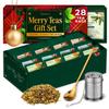 Gya Tea Co 14 Flavors Merry Tea Gift Set Variety Pack (28 Packs) - Assorted Loose Leaf Tea Sampler for Warm Holidays - Get Well Gifts With Infuser & Spoon view 1