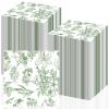 200 Pcs Sage Green Floral Paper Napkins Bulk Disposable Guest Hand Towels for Bathroom Green and White Cocktail Dinner Napkins for Wedding Bridal Shower Baby Shower Birthday Table Party Supplies view 1