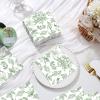 200 Pcs Sage Green Floral Paper Napkins Bulk Disposable Guest Hand Towels for Bathroom Green and White Cocktail Dinner Napkins for Wedding Bridal Shower Baby Shower Birthday Table Party Supplies view 2
