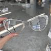 bullabulling Rhinestones Bling Diamond Cateye Reading Glasses Women Blue Light Blocking (silver, 1.0, x) view 3
