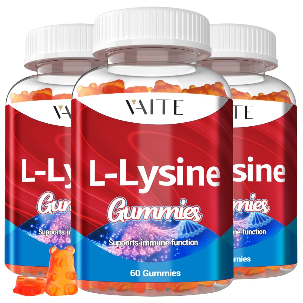 L-Lysine 1000mg Gummies - Supports Skin, Lip, Vegan, Gluten Free, 60 Chewable Lysine for Adults, Vitamins Tissue Health & Immune System, Amino Acid Vitamin Supplement & Complex Supplements (3 Pack)