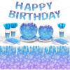 171 Pcs Winter Snowflake Birthday Party Supplies Winter Paper Plates and Napkins Disposable Snowflake Tableware Set Blue Purple Plates Napkins Icicle Tablecloths for Christmas Birthday Party view 1