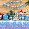 171 Pcs Winter Snowflake Birthday Party Supplies Winter Paper Plates and Napkins Disposable Snowflake Tableware Set Blue Purple Plates Napkins Icicle Tablecloths for Christmas Birthday Party view 3