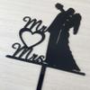 OIXCMNJQ Mr & Mrs Black Acrylic Cake Topper, Bride and Groom, Wedding Party Decorations Supplies view 2
