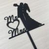 OIXCMNJQ Mr & Mrs Black Acrylic Cake Topper, Bride and Groom, Wedding Party Decorations Supplies view 3