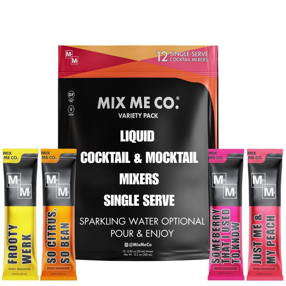 Craft Cocktail & Mocktail Mixers - Single Serve - Shelf Stable - Liquid - No Gross Powders - Mix with your favorite spirit or non-alc option - Made with Natural Flavors, Vegan, GF (12 Count Variety Pack)