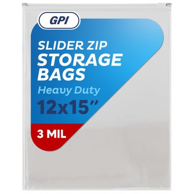 1000 Count - Slider Zip 2 Gallon Jumbo Food Storage Bags, 12" x 15" 3 Mil Heavy Duty, Extra Large, Strong & Durable For Freezer Storage. GPI