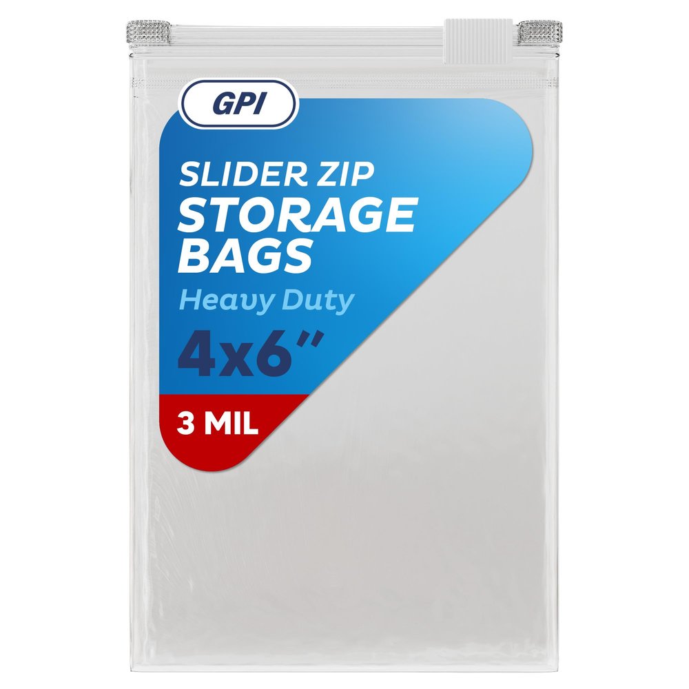 1000 Count - Slider Zip Food Storage Snack Bags, 4" x 6" (8 Ounces) 3 Mil Heavy Duty, Strong & Durable For Freezer Storage, For Sandwiches, Snacks & More. GPI