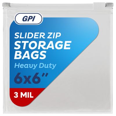 1000 Count - Slider Zip Food Storage Snack Bags, 6" x 6" (1 Pint) 3 Mil Heavy Duty, Strong & Durable For Freezer Storage, For Sandwiches, Snacks & More. GPI