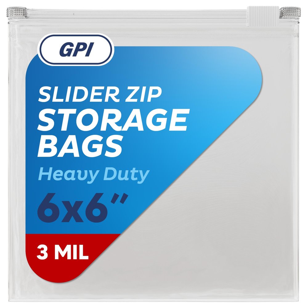 1000 Count - Slider Zip Food Storage Snack Bags, 6" x 6" (1 Pint) 3 Mil Heavy Duty, Strong & Durable For Freezer Storage, For Sandwiches, Snacks & More. GPI