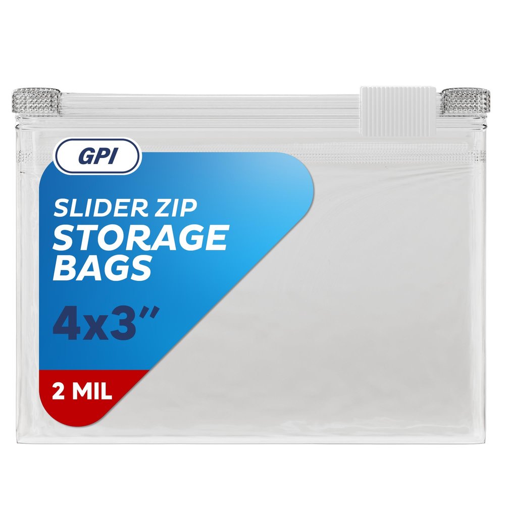 1000 Count - Slider Zip Food Storage Snack Bags, 4" x 3" 2 Mil, Strong & Durable For Freezer Storage, For Nuts, Candy, Snacks, Seeds, Jewelry & More. GPI