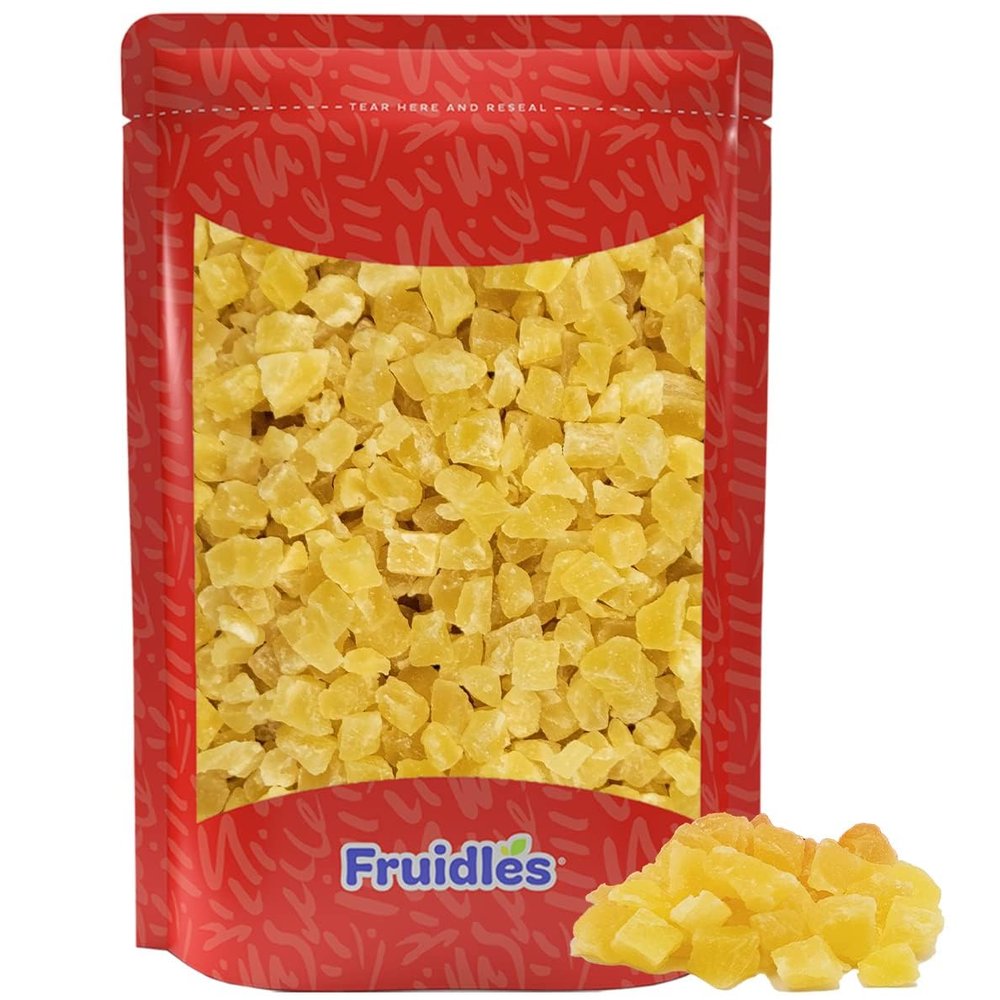 Fruidles Dried Pineapple Diced, Non-GMO Chewy, And Firm Dehydrated Pineapple (1 Pound)