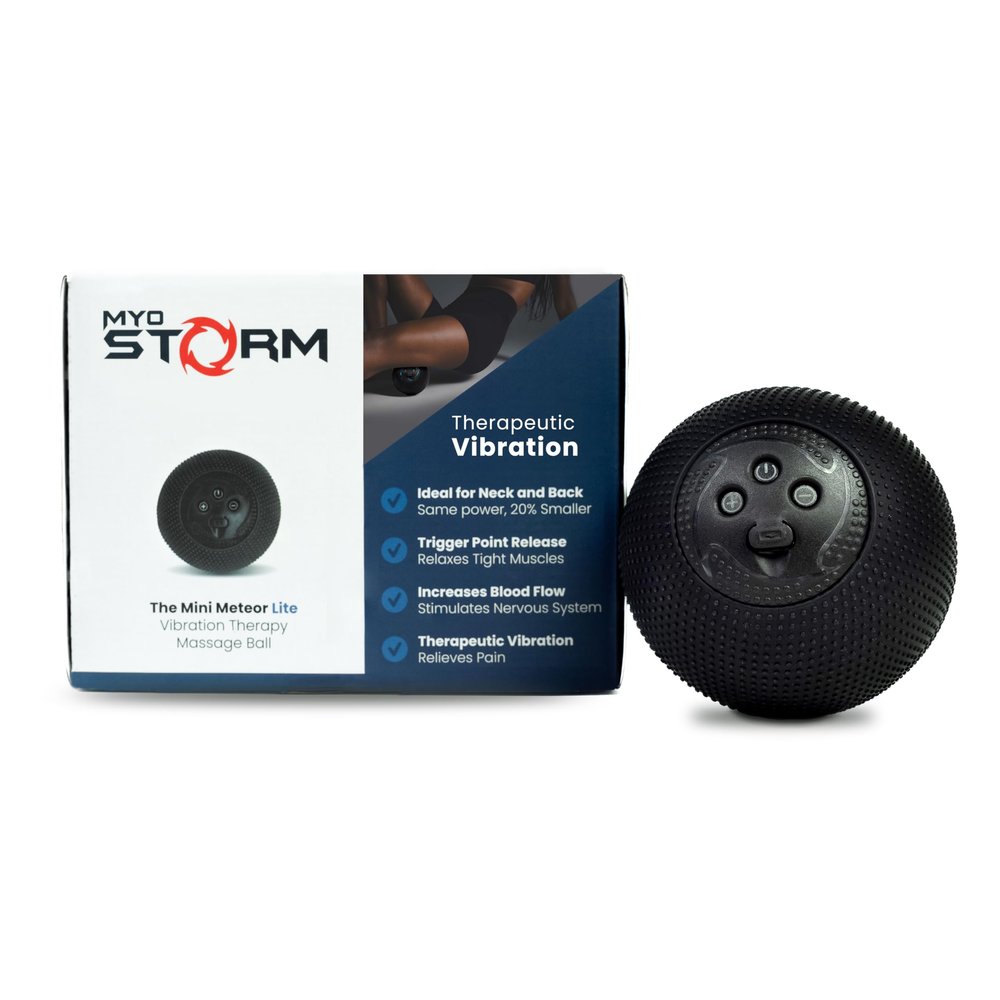 MyoStorm Heating Vibrating Massage Ball Roller for Deep Tissue Muscle Recovery Therapy and Pain Relief 4 Speed Vibration (Black)