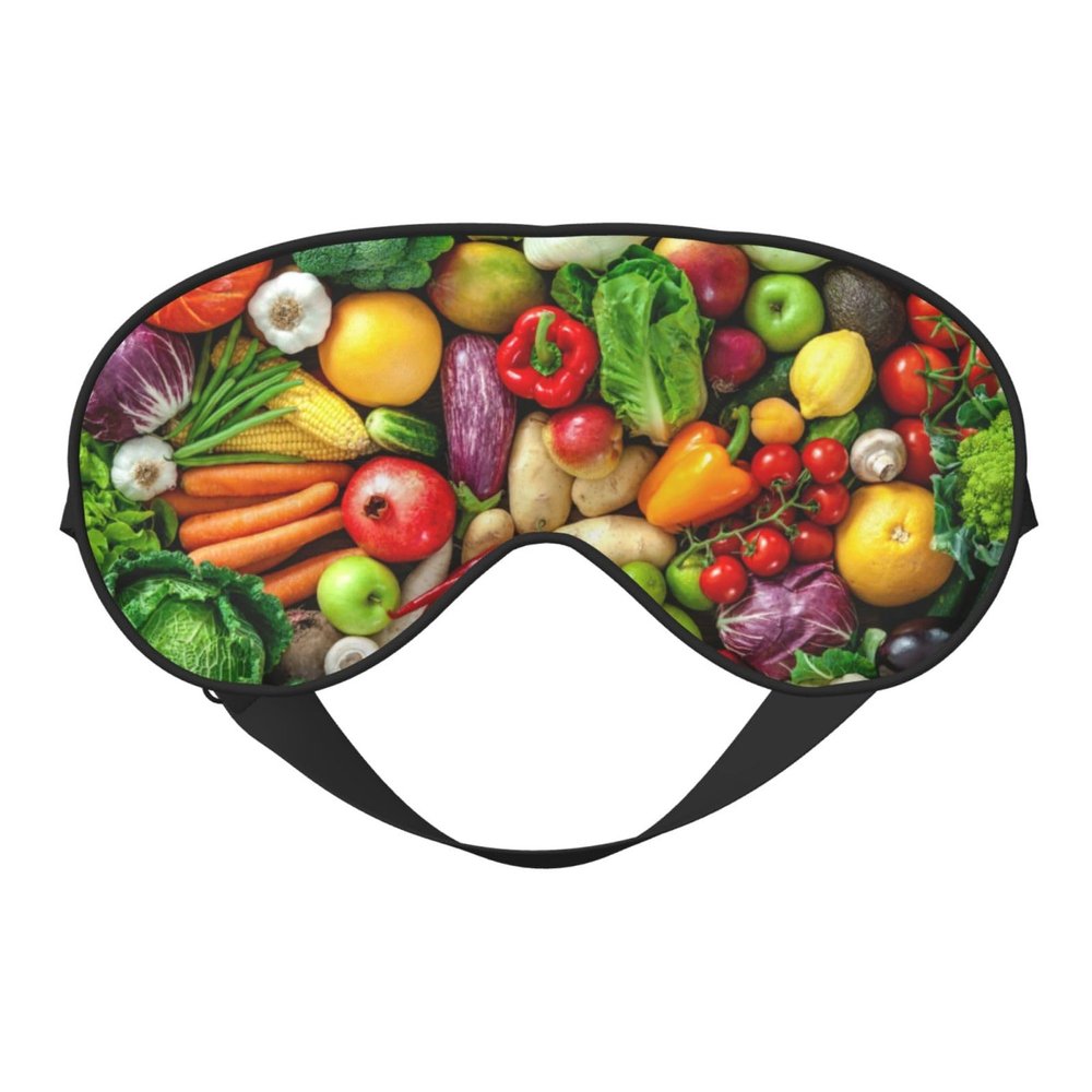 Fresh Fruits and Vegetables print Unisex Sleeping Eye Mask,Soft Blocking Eye Mask Adjustable Strap Sleeping Face mask