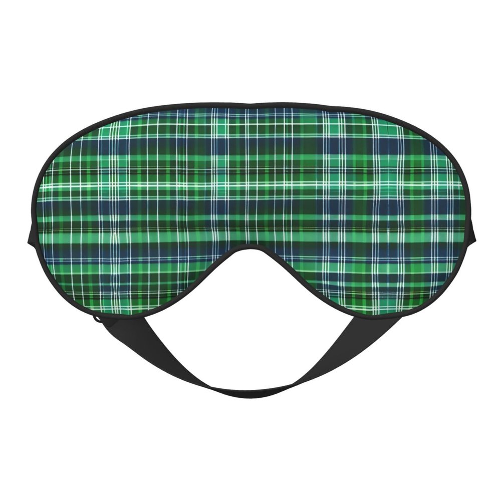 Blue and Green Scottish Tartan print Unisex Sleeping Eye Mask,Soft Blocking Eye Mask Adjustable Strap Sleeping Face mask
