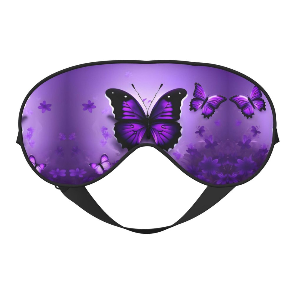 Lovely Purple Butterflys print Unisex Sleeping Eye Mask,Soft Blocking Eye Mask Adjustable Strap Sleeping Face mask
