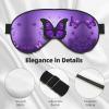 Lovely Purple Butterflys print Unisex Sleeping Eye Mask,Soft Blocking Eye Mask Adjustable Strap Sleeping Face mask view 4