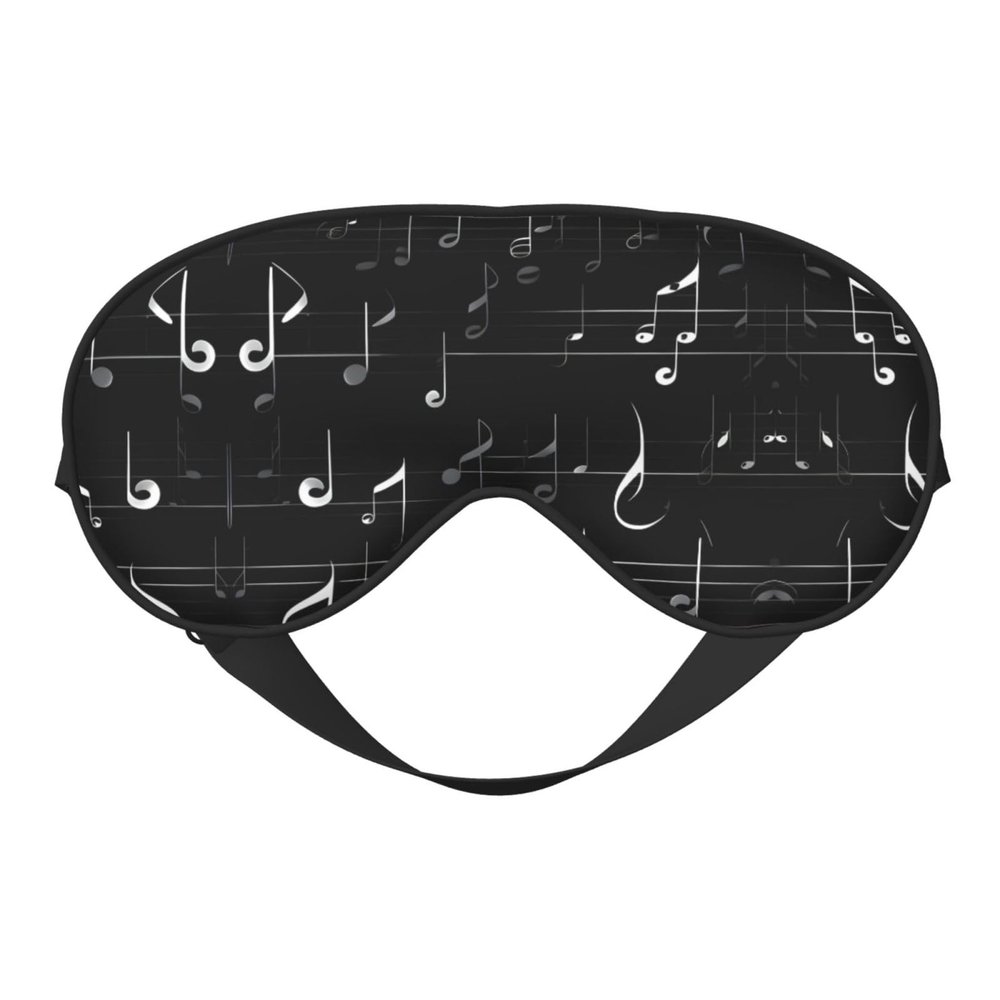 Black Music Notes print Unisex Sleeping Eye Mask,Soft Blocking Eye Mask Adjustable Strap Sleeping Face mask