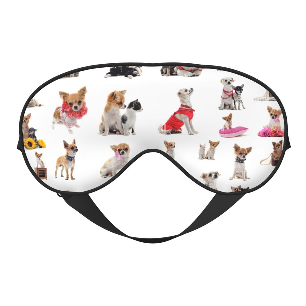 Cute Chihuahua Pug Pattern print Unisex Sleeping Eye Mask,Soft Blocking Eye Mask Adjustable Strap Sleeping Face mask