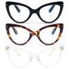MMOWW Cat Eye Reading Glasses for Women Fashion Cute Readers Blue Light Blocking Glasses 3 Pack, Black/Tortoise/Transparent +3.5 view 1