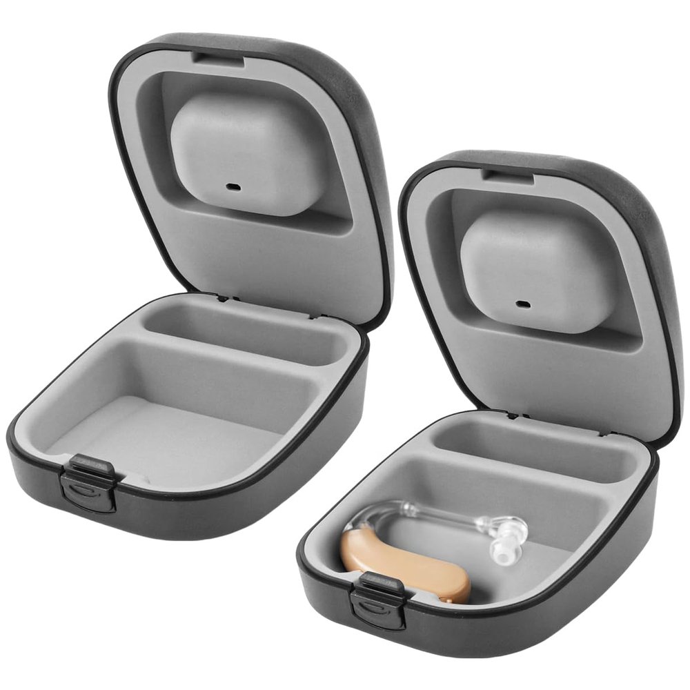 2 Pcs Hearing Aid Case, Waterproof Portable Storage Box, Hard Protective Box for Hearing Aid