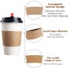 200 Packs Kraft Paper Coffee Cup Sleeves, Disposable Corrugated Hot Drink Holder, Fits 12oz-24oz Cups, Insulated Coffee Sleeve Bulk, Hot Beverage Hand Protector, Eco-Friendly Paper Cup Sleeve view 3