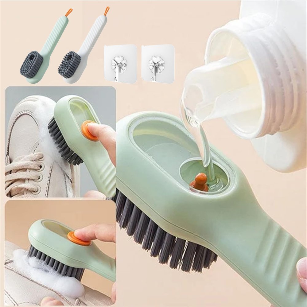 2 in 1 Multifunction Cleaning Brush, 2 in 1 Multifunction Cleaning Brush with Soap Dispenser, 2024 New Beyond Draw 2 in 1 Multifunction Cleaning Brush (White+Green)