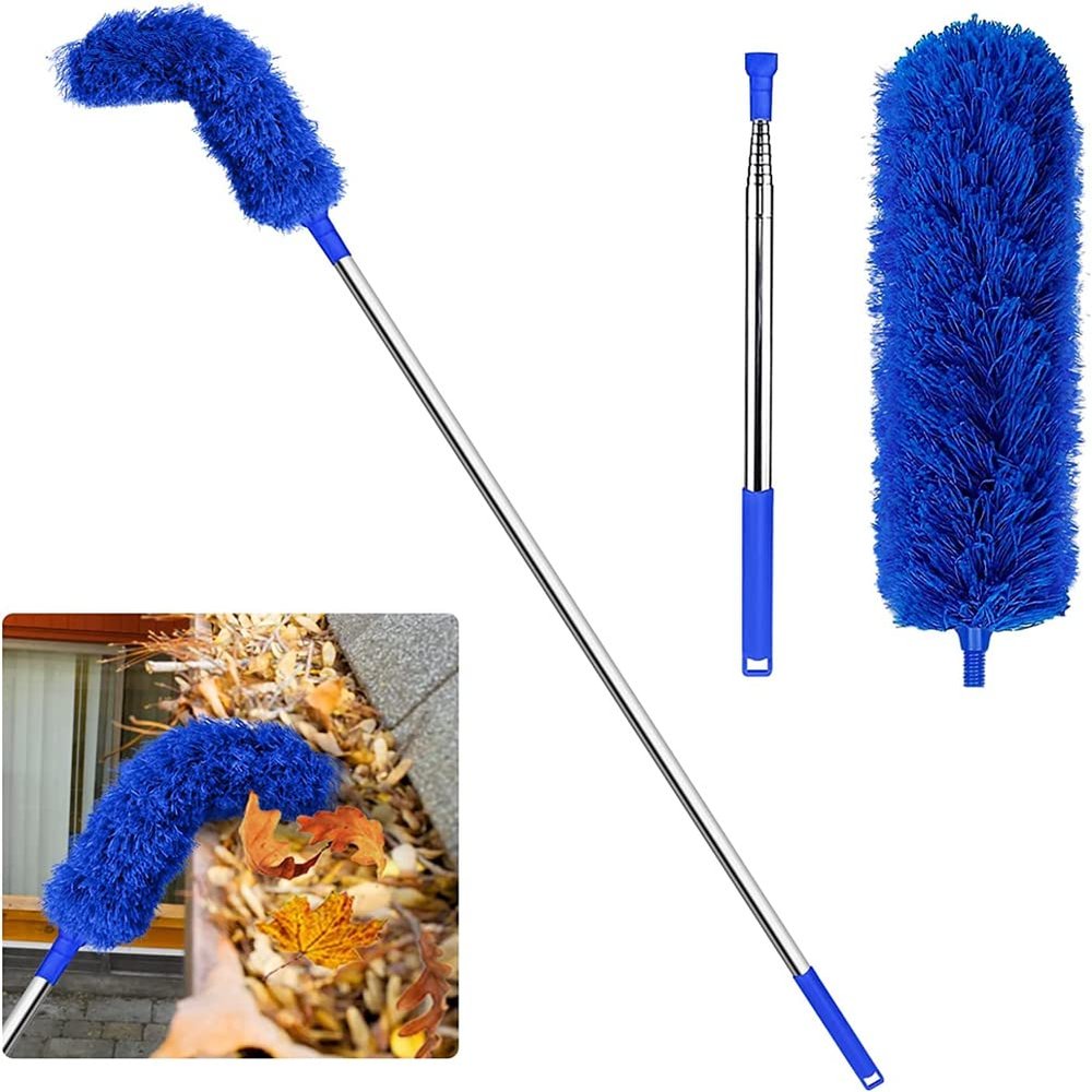 Beuiouer Gutter Cleaning Brush Roofing Tool with Telescopic Extendable Pole 8.2Ft Guard Cleaner Tool Easy Remove Leave,
