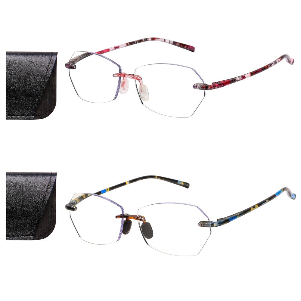 AQWANO Rimless Reading Glasses for Men Women TR90 Blue Light Blocking Lightweight Frameless Computer Quality Durabe Readers, 1.25