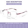 AQWANO Rimless Reading Glasses for Men Women TR90 Blue Light Blocking Lightweight Frameless Computer Quality Durabe Readers, 1.25 view 3