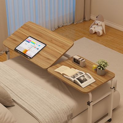 Overbed Table with Wheels,Over The Bed Table Tiltable Tabletop with Wheels Over Bed Table with Wheels Height Adjustable Mobile Table with 4 Lockable Wheels C
