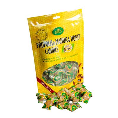 Bee2 Manuka Honey and Propolis Lozenges, Lemon Flavor, MGO 300+, Pack of 40