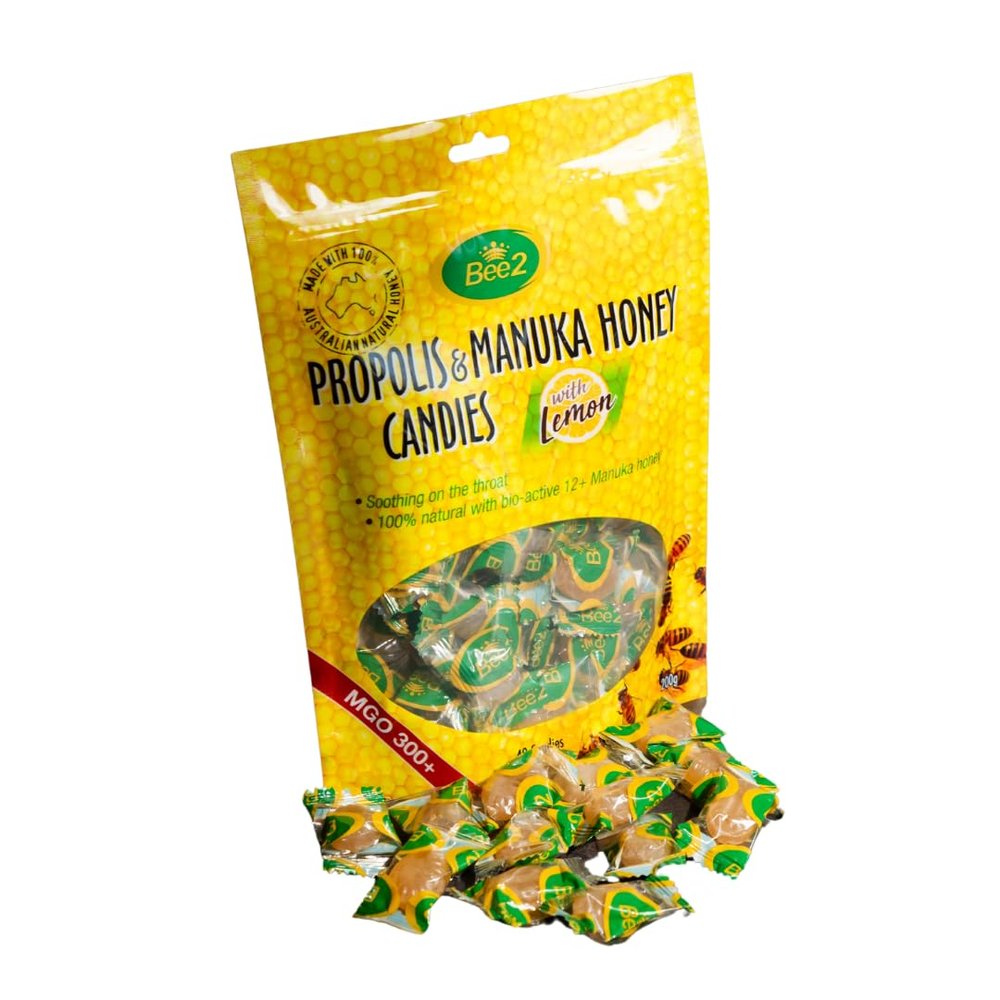 Bee2 Manuka Honey and Propolis Lozenges, Lemon Flavor, MGO 300+, Pack of 40