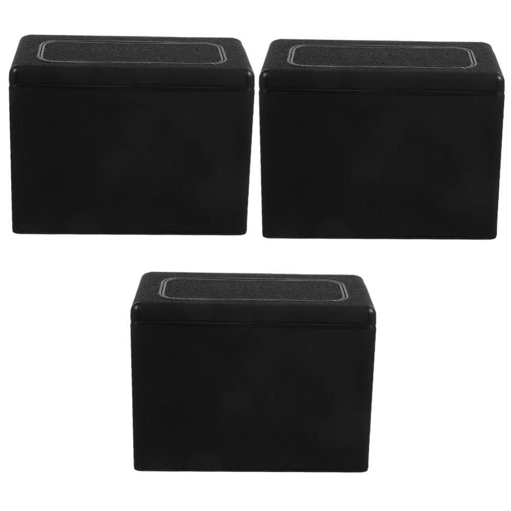 YQBDCKEDU 2Pcs Garbage Can Bins with Lids Circle Scarf Accessories Automatic Trashcan Wooden Oval Trash Bin for Car Trash Bags Automobile Trash Can Portable Plastic Storage Box/Black*3Pcs/16*13Cm*3Pcs