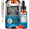 Calcium Citrate Supplement,1200mg Calcium with Vitamin D3 Drops for Bone,Teeth,Colon,Cardiovascular Health,High Absorption Liquid Calcium Magnesium Citrate 400mg Plus Zinc Vitamin K2,Vegan,30 Servings view 1
