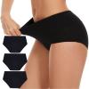 ShieldEase Washable Incontinence Underwear for Women - Cotton Leakproof Briefs, Complete Front & Rear Leak Proof, 80ml Absorbency (3 Pack, Black, XL) view 1
