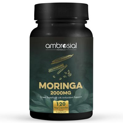 AMBROSIAL Moringa Capsules 2000MG (Pack of 1-120 Veg Capsules)