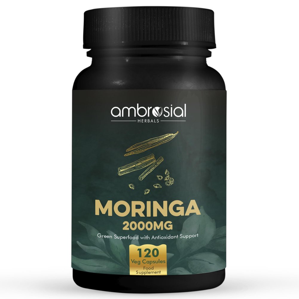 AMBROSIAL Moringa Capsules 2000MG (Pack of 1-120 Veg Capsules)