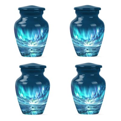 JAGSHASHI Northern Lights Cremation Urns - Small Ashes Container - Adult Cremation Urns - Urns for Human Ashes Adult Female Mom - Companion Urn - Cremation Urn for Ashes (3 INCH Pack of 4)