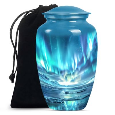 JAGSHASHI Northern Lights Urn for Ashes - Large Urn for Human Ashes - Funeral Urn Ashes - Urns for Human Ashes Adult Female - Burial Urns for Human Ashes Adult Male - Ashes Urn (10 INCH Pack of 1)