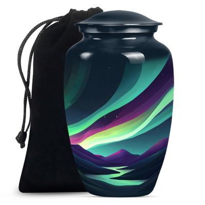 JAGSHASHI Northern Lights Urn for Ashes - Large Human Urn - Funeral Cremation Urns - Cremation Memorial - Adult Cremation Urns - Cremation Urns for Men (10 INCH Pack of 1)