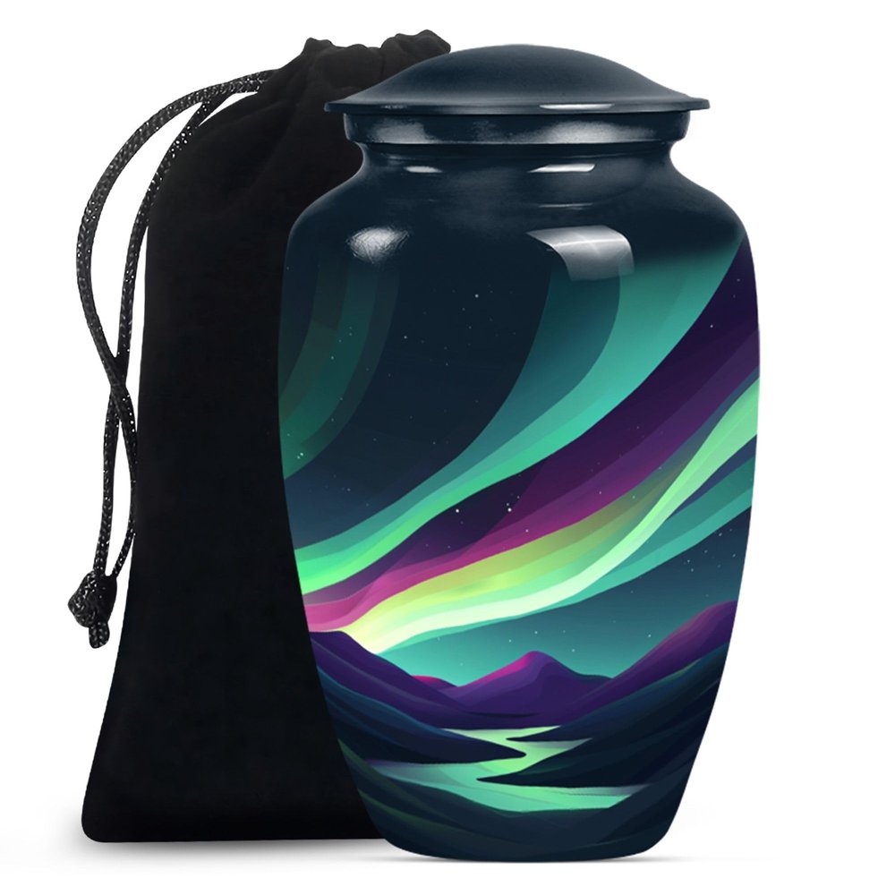 JAGSHASHI Northern Lights Urn for Ashes - Large Human Urn - Funeral Cremation Urns - Cremation Memorial - Adult Cremation Urns - Cremation Urns for Men (10 INCH Pack of 1)