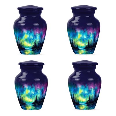 JAGSHASHI Northern Lights Cremation Urns - Urn Keepsake - Cremation Urns for Adult Ashes Women - Urns for Cremation Ashes - Companion Urn - Ashes Urn Adult (3 INCH Pack of 4)